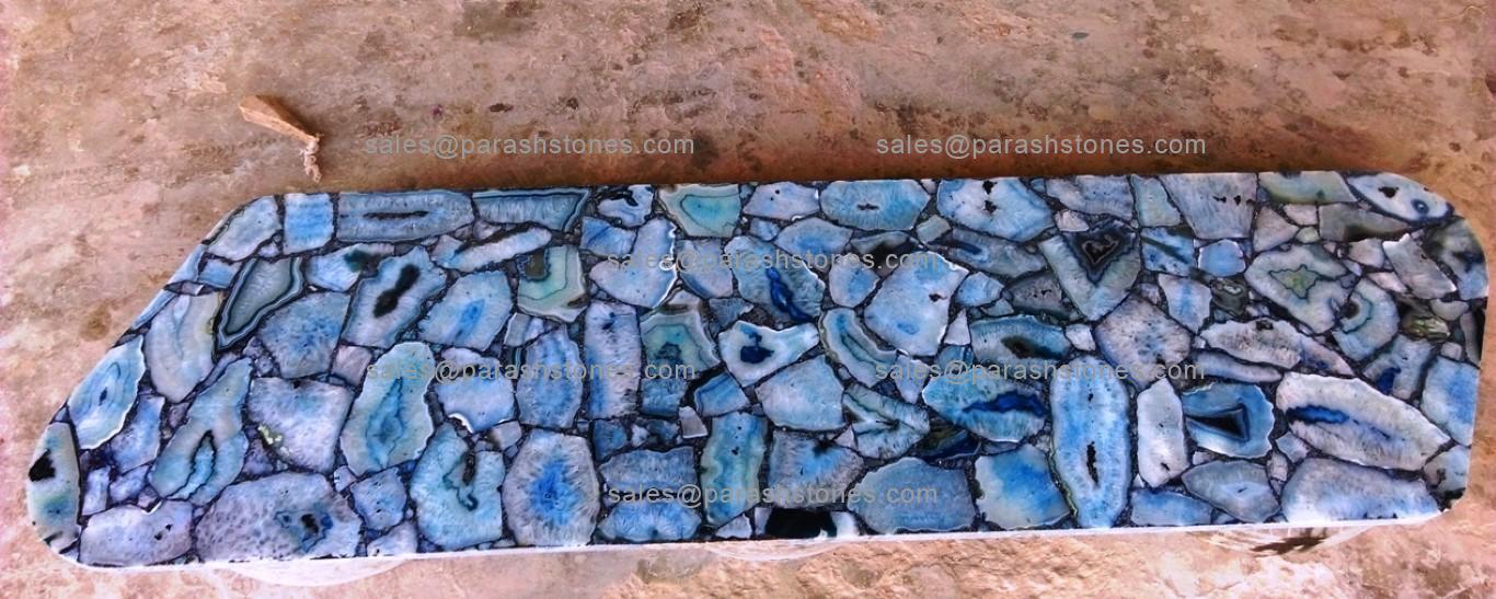 blue agate round centre table, countertop work top for a home