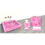 Pink quartz bath accessories