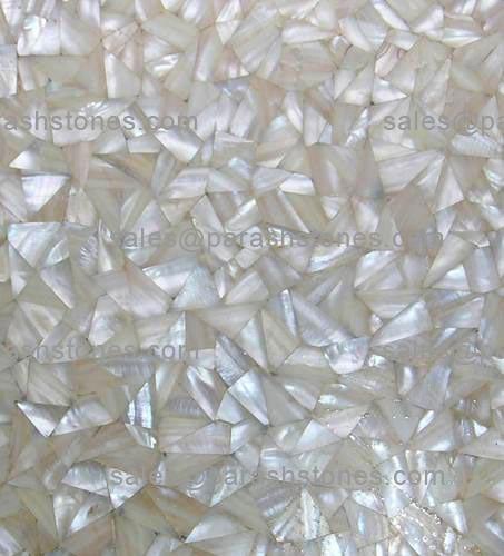 picture of mother of pearl slab, mosaic tiles & surface in random pattern