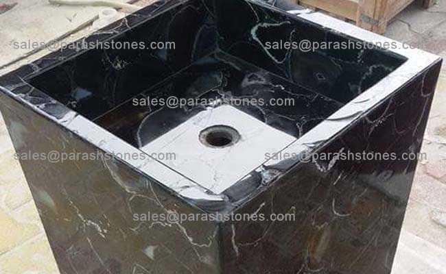 Black agate pedestal sink