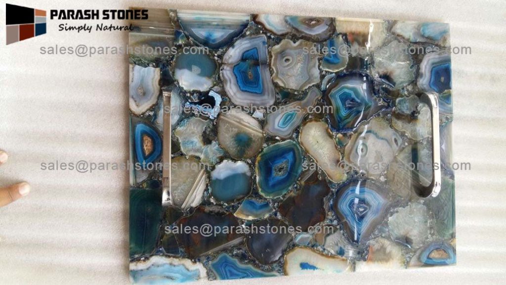 Blue agate serving tray platter 4