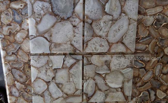 White agate backsplash, Amsterdam, The Netherlands