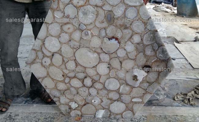 White agate table top. Hull, England