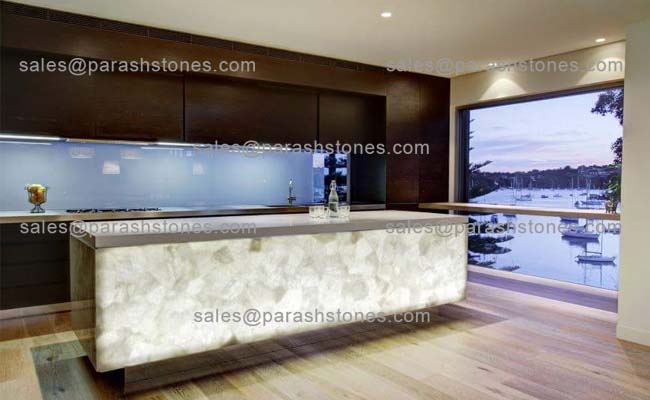 White quartz backlit countertop