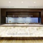 White quartz countertop backlit front